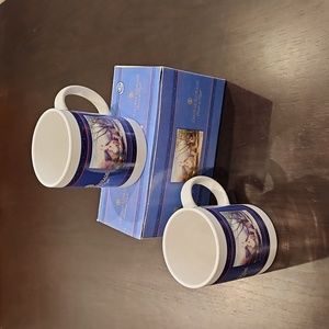2003 Thomas Kinkade, set of 2 coffee mugs "Morning Glory Cottage" nib